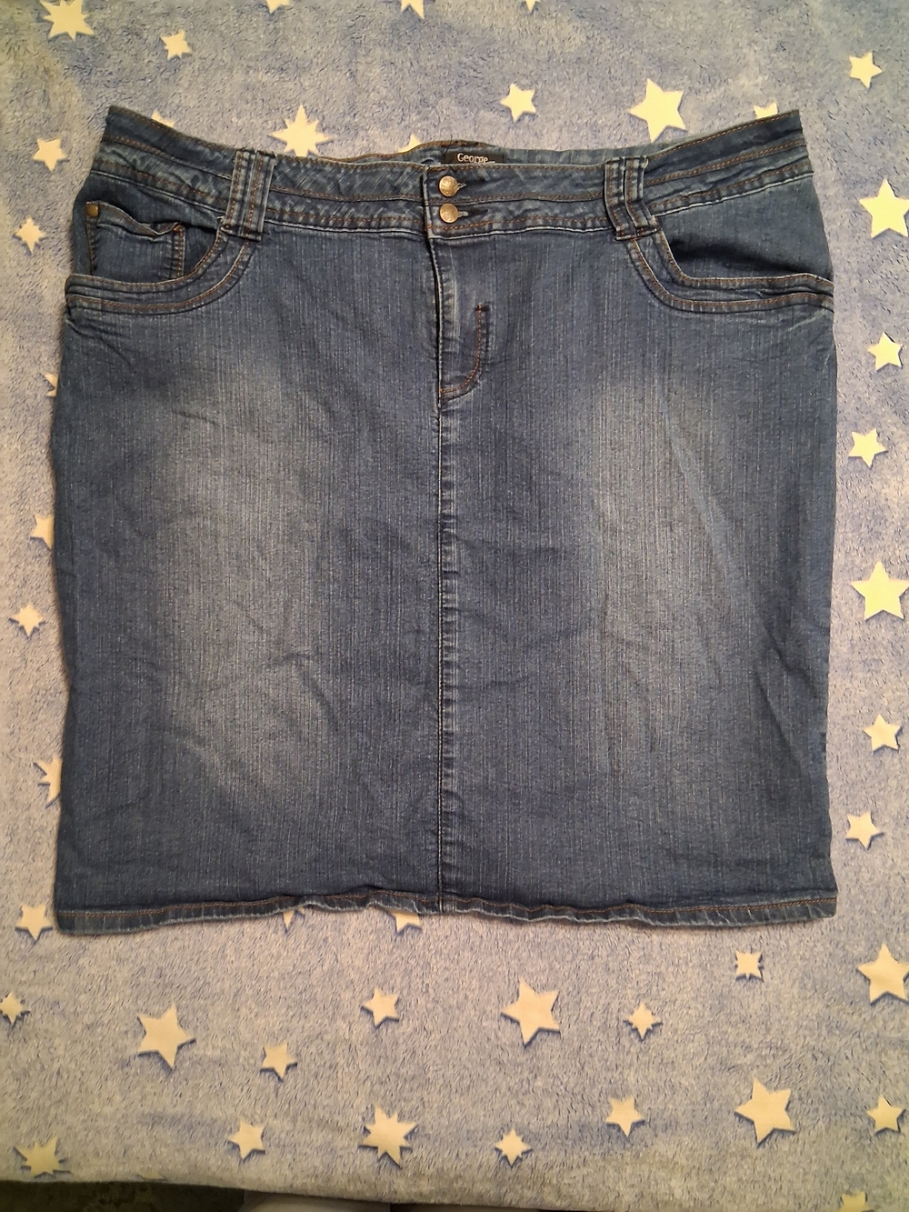 George Denim Pencil Skirt Blue Waist 20W